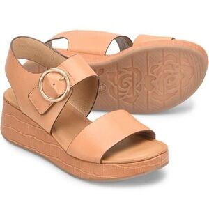 Sofft Faedra Leather Platform Wedge Sandals Tan Luggage Women's Size 6